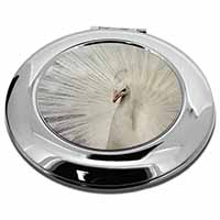 White Feathers Peacock Make-Up Round Compact Mirror