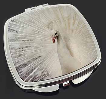 White Feathers Peacock Make-Up Compact Mirror