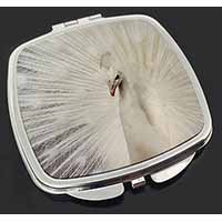 White Feathers Peacock Make-Up Compact Mirror