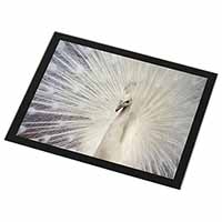 White Feathers Peacock Black Rim High Quality Glass Placemat