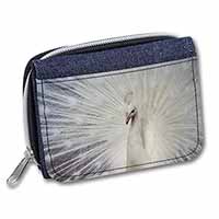 White Feathers Peacock Unisex Denim Purse Wallet