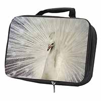 White Feathers Peacock Black Insulated School Lunch Box/Picnic Bag