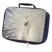 White Feathers Peacock Navy Insulated School Lunch Box/Picnic Bag