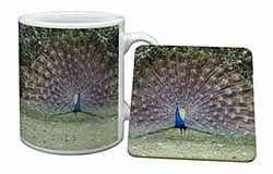 Colourful Peacock Mug and Coaster Set