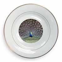 Colourful Peacock Gold Rim Plate Printed Full Colour in Gift Box