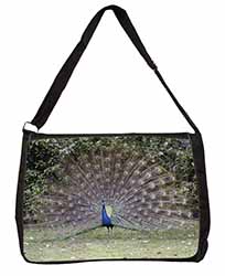 Colourful Peacock Large Black Laptop Shoulder Bag School/College