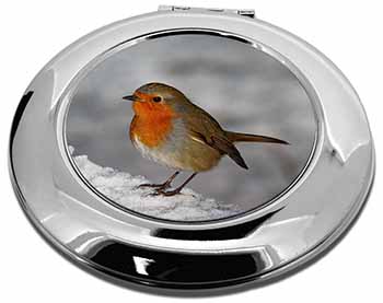 Robin on Snow Wall Make-Up Round Compact Mirror