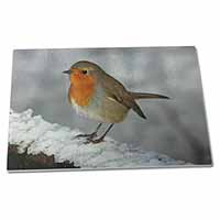 Large Glass Cutting Chopping Board Robin on Snow Wall