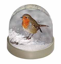 Robin on Snow Wall Snow Globe Photo Waterball