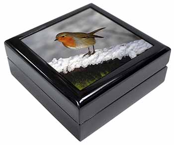 Robin on Snow Wall Keepsake/Jewellery Box