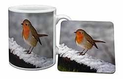 Robin on Snow Wall Mug and Coaster Set