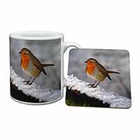 Robin on Snow Wall Mug and Coaster Set