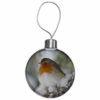 Robin Red Breast in Snow Tree Christmas Bauble