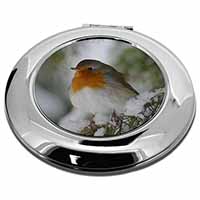 Robin Red Breast in Snow Tree Make-Up Round Compact Mirror