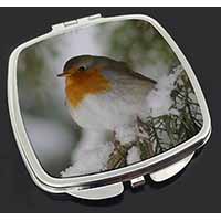 Robin Red Breast in Snow Tree Make-Up Compact Mirror