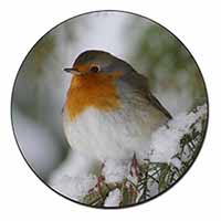 Robin Red Breast in Snow Tree Fridge Magnet Printed Full Colour