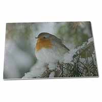 Large Glass Cutting Chopping Board Robin Red Breast in Snow Tree