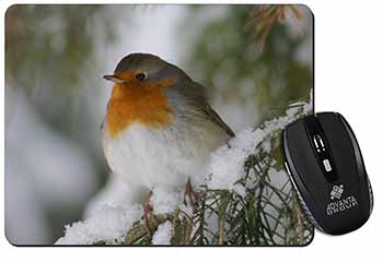 Robin Red Breast in Snow Tree Computer Mouse Mat