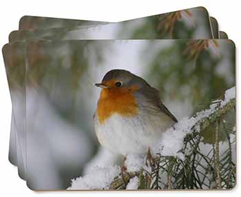 Robin Red Breast in Snow Tree Picture Placemats in Gift Box
