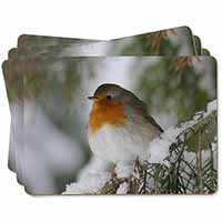 Robin Red Breast in Snow Tree Picture Placemats in Gift Box