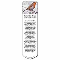 Winter Robin on Snow Branch Bookmark, Book mark, Printed full colour