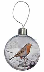Winter Robin on Snow Branch Christmas Bauble