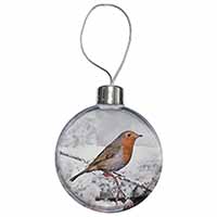 Winter Robin on Snow Branch Christmas Bauble