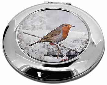 Winter Robin on Snow Branch Make-Up Round Compact Mirror