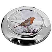 Winter Robin on Snow Branch Make-Up Round Compact Mirror
