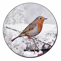Winter Robin on Snow Branch Fridge Magnet Printed Full Colour