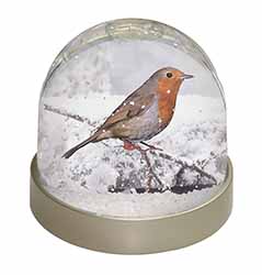 Winter Robin on Snow Branch Snow Globe Photo Waterball