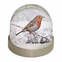 Winter Robin on Snow Branch Snow Globe Photo Waterball