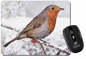 Winter Robin on Snow Branch Computer Mouse Mat