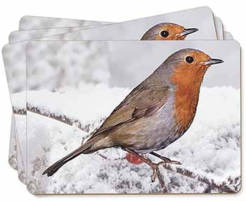 Winter Robin on Snow Branch Picture Placemats in Gift Box