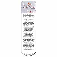 Robin on Snow Berries Branch Bookmark, Book mark, Printed full colour