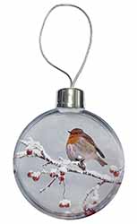 Robin on Snow Berries Branch Christmas Bauble