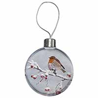 Robin on Snow Berries Branch Christmas Bauble