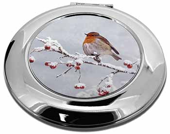 Robin on Snow Berries Branch Make-Up Round Compact Mirror
