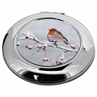 Robin on Snow Berries Branch Make-Up Round Compact Mirror