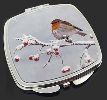 Robin on Snow Berries Branch Make-Up Compact Mirror