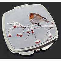 Robin on Snow Berries Branch Make-Up Compact Mirror