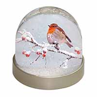 Robin on Snow Berries Branch Snow Globe Photo Waterball