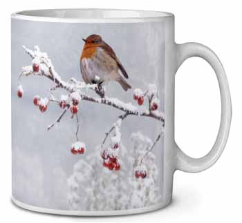 Robin on Snow Berries Branch Ceramic 10oz Coffee Mug/Tea Cup