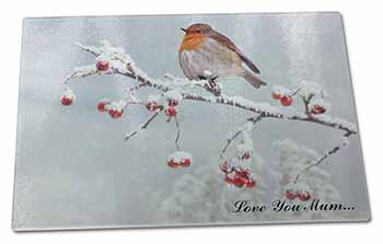 Large Glass Cutting Chopping Board Snow Robin 