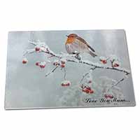 Large Glass Cutting Chopping Board Snow Robin 