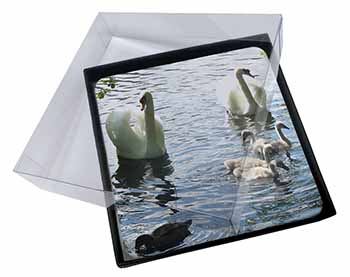 4x Swans and Ducks Picture Table Coasters Set in Gift Box