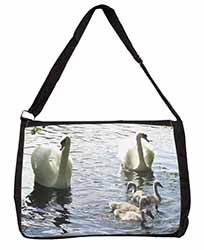 Swans and Ducks Large Black Laptop Shoulder Bag School/College