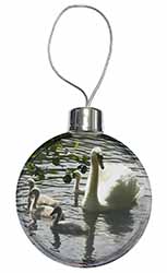 Swans and Baby Cygnets Christmas Bauble