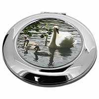 Swans and Baby Cygnets Make-Up Round Compact Mirror