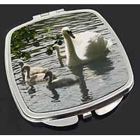 Swans and Baby Cygnets Make-Up Compact Mirror